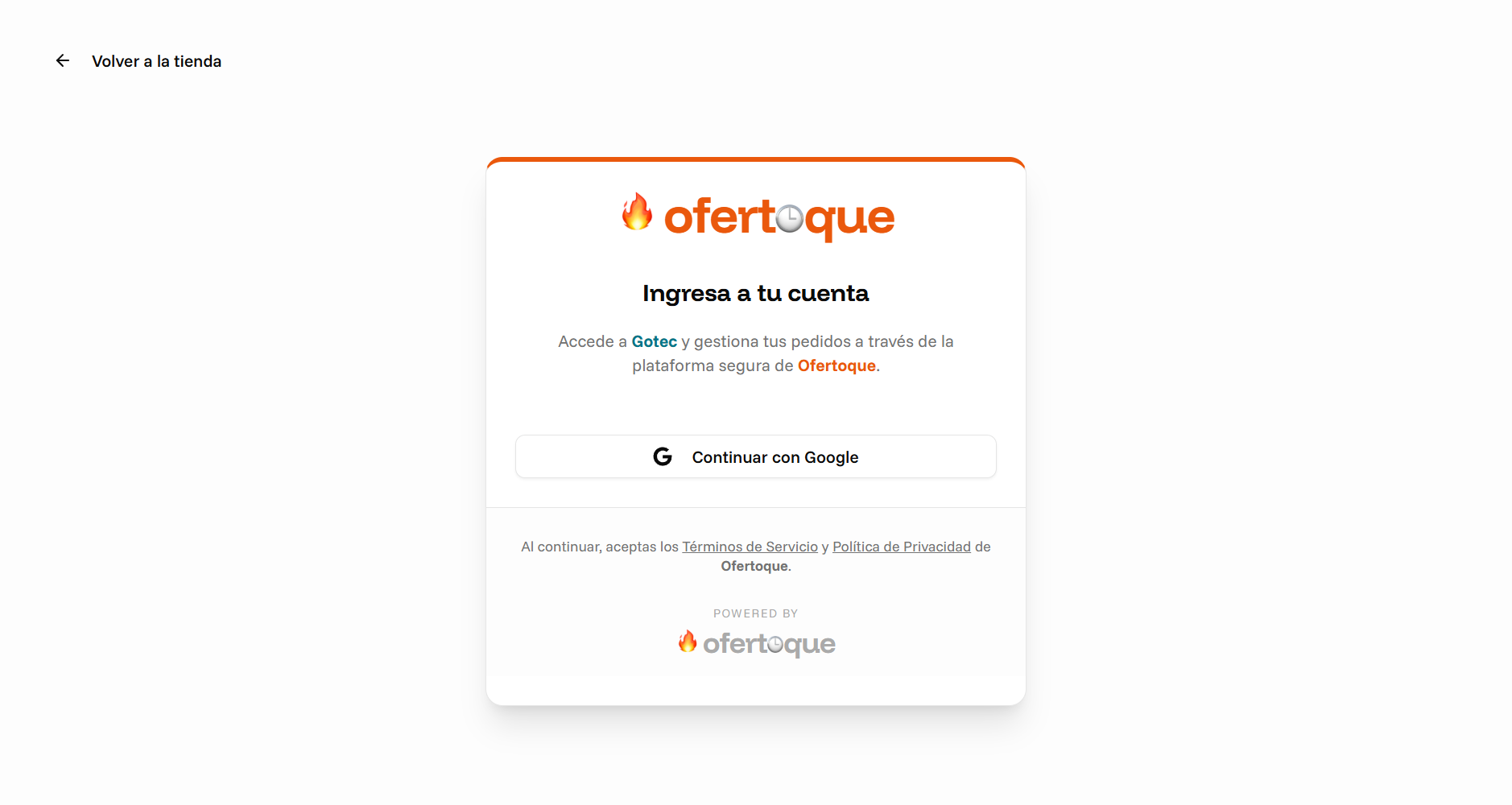 Interfaz de inicio de sesión